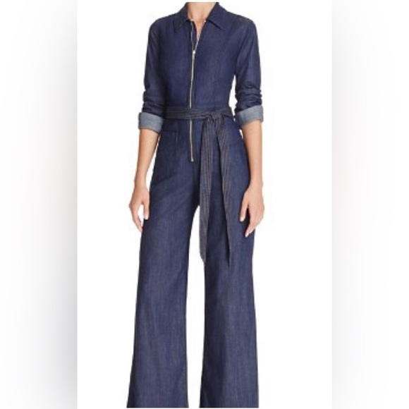 7 for all Mankind Denim Jumpsuit Zip Front Long Sleeve Bootcut XS - Picture 6 of 16